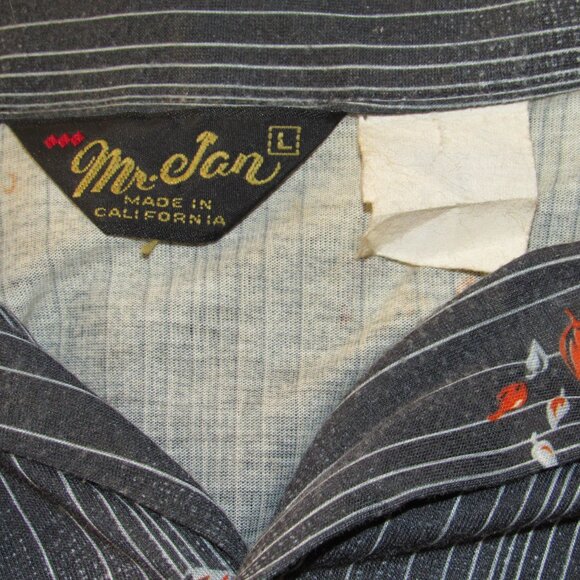 Vintage Mr Jan Leisure Shirt sz L Point Collar Made in California Stripe Disco - Picture 4 of 5